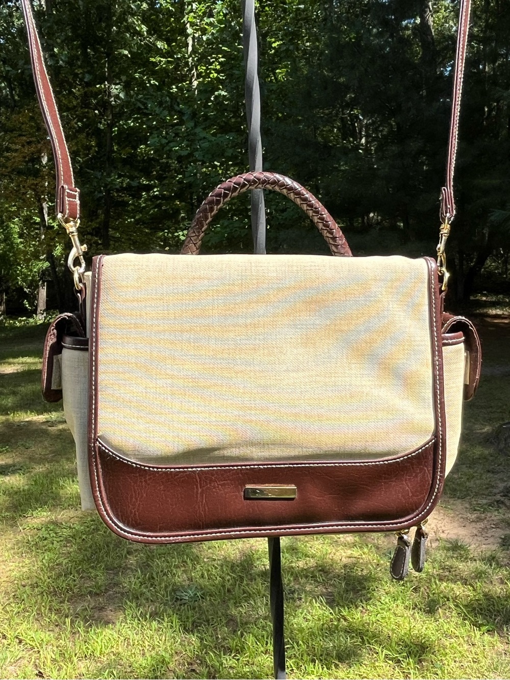 90s Neutral Retro Crossbody Purse / Satchel Bag School Work Basics Classic